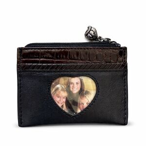 Brighton leather coin/card case with silver tone zipper pull.